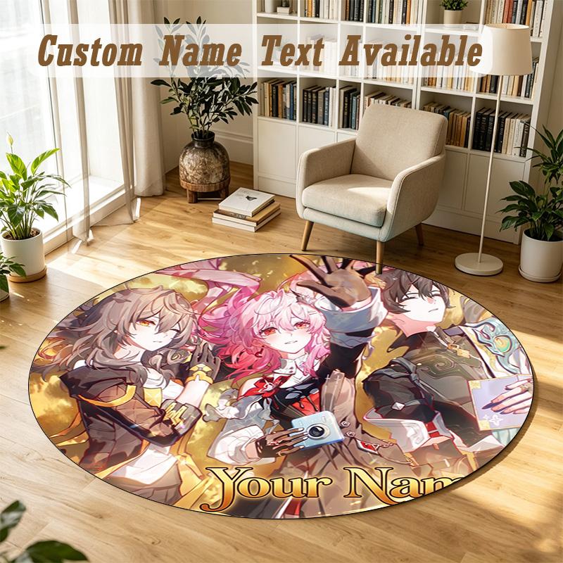 Honkai Star Rail Personalized Round Rug Support Custom Name, Soft Home Decor Mat