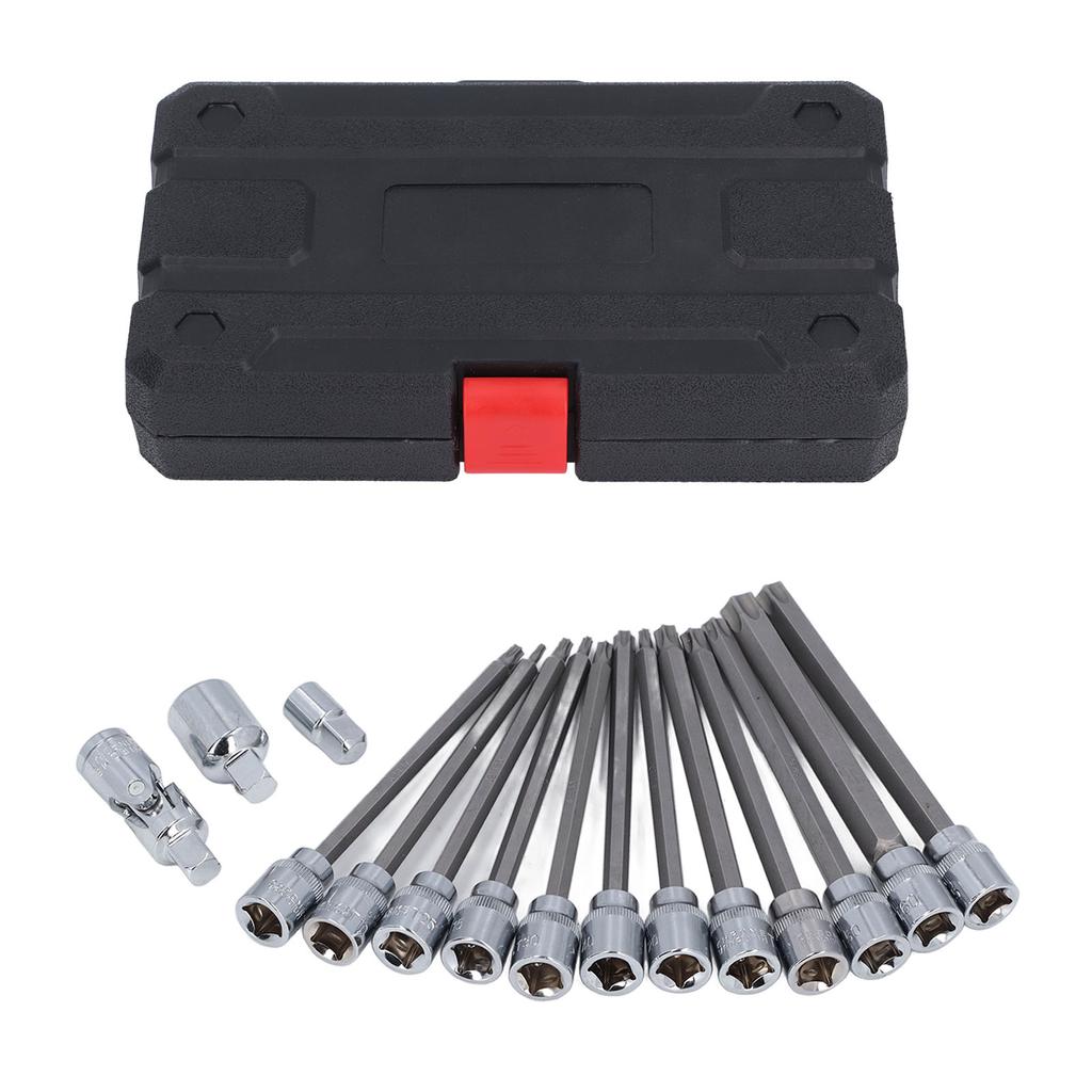 15PCS Set Long Hex Bit Socket Set S2 Alloy Steel Extra Hard 38 Inch Extended Hex Wrench Set