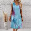 Plus Size V Neck Sleeveless Dress Sun Dappled Stream Forest Print For Afternoon Garden Leisure
