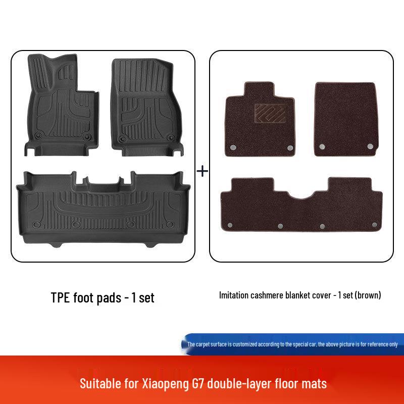 XPeng G7 Custom-Fit Double-Layer TPE Foot Mats, Fully Enclosed, 25 Designs, Original Car Color