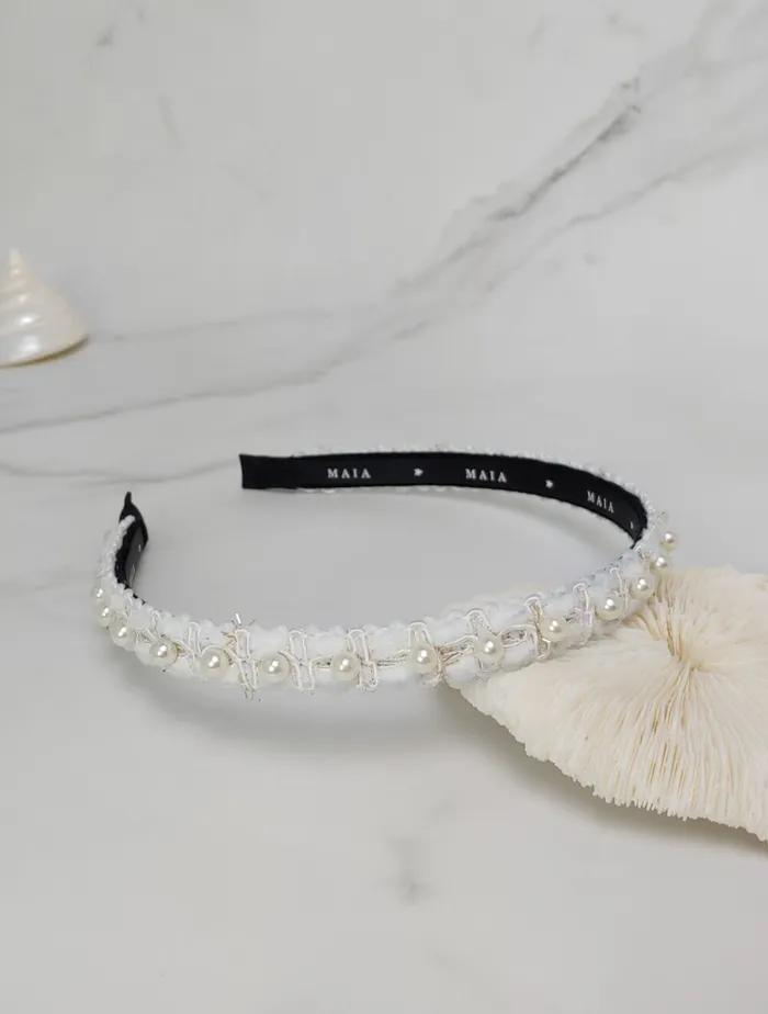 Maia Pearl Bead Headband - White
