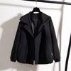 Tooling Wind Green Hooded Front Shoulder Trench Coat Women'S Spring And Autumn Large Size Fat Mm Short Jacket
