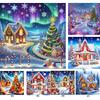 Christmas House Diamond Art Kits for Home Wall Decoration DIY Gem Art Diamond Painting Kits Diamond Dots Gem Art 11.81x11.81in