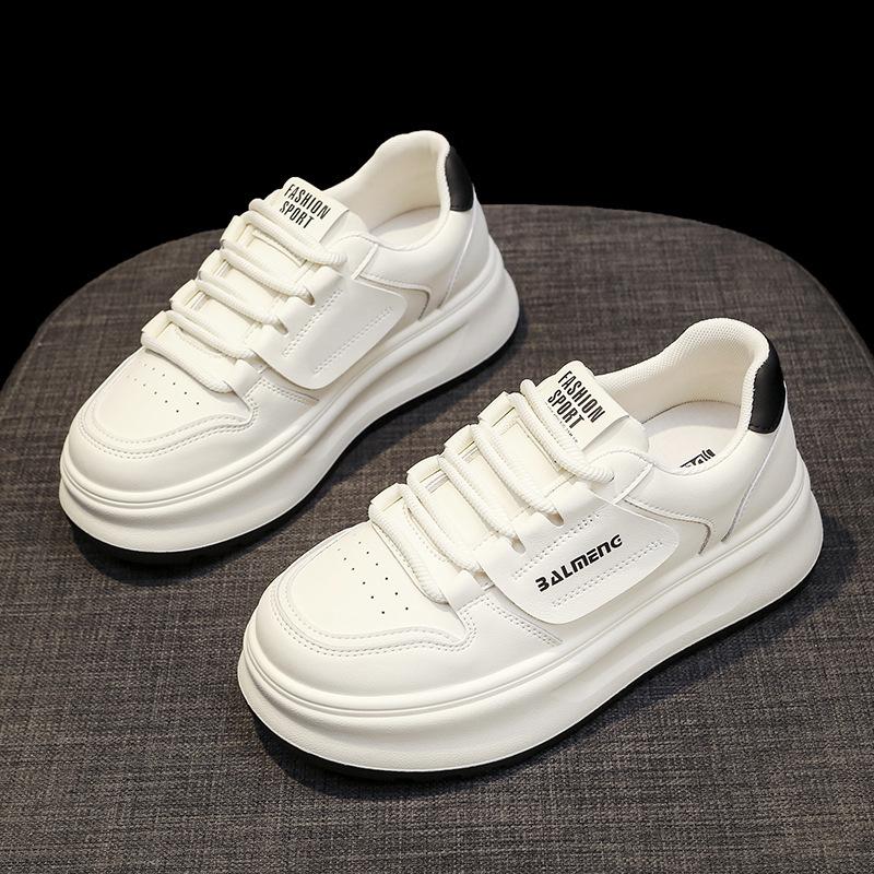 

Popular thick-soled muffin leather little white shoes women s 2025 autumn new Korean version of versatile breathable casual sports shoes 35