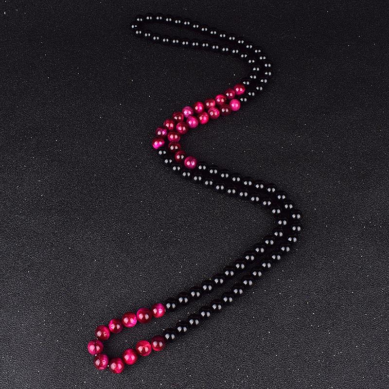 Natural Royal Blue Tiger Eye Beads Necklaces Women Fashion Obsidian Necklace Men Natural Onyxs Yoga Prayer Jewelry Collier Homme