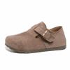 Women's Suede Flat Mules, Casual Buckle Strap Closed Toe Loafers, Retro Minimalist Slip-on Shoes for Spring Autumn Daily Wear