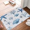 1PC Starfish Seashells Kitchen Rug Non-Slip Door Mat Pop Design Bathroom Rug Bath Mat Carpet for Home Sink Laundry Decoreeree