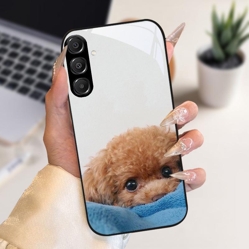 Fashion Coque For Samsung A55 A56 Case A25 A26 Tempered Glass Phone Cover For Galaxy A15 A35 A36 Hard PC Glass Protective Fundas