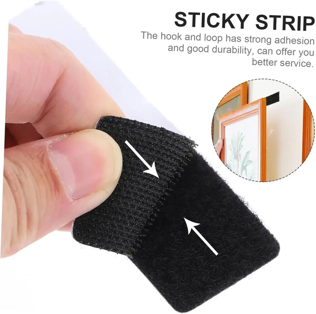 Strong Double Velcro Tape Self-Adhesive Extra Black Double-Sided Adhesive Tape for Attaching Organising and Storage of Tools