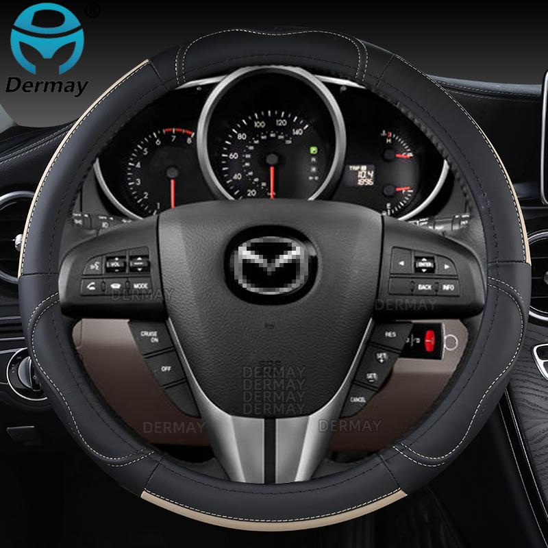 For Mazda CX3 CX4 CX5 CX6 CX7 CX8 CX9 CX30 CX50 CX60 CX70 CX80 CX90 Genuine Leather Car Steering Wheel Cover Auto Accessories