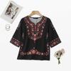 ZANZEA Women Casual Round Neck Ethnic Print Loose Half Sleeve Blouse