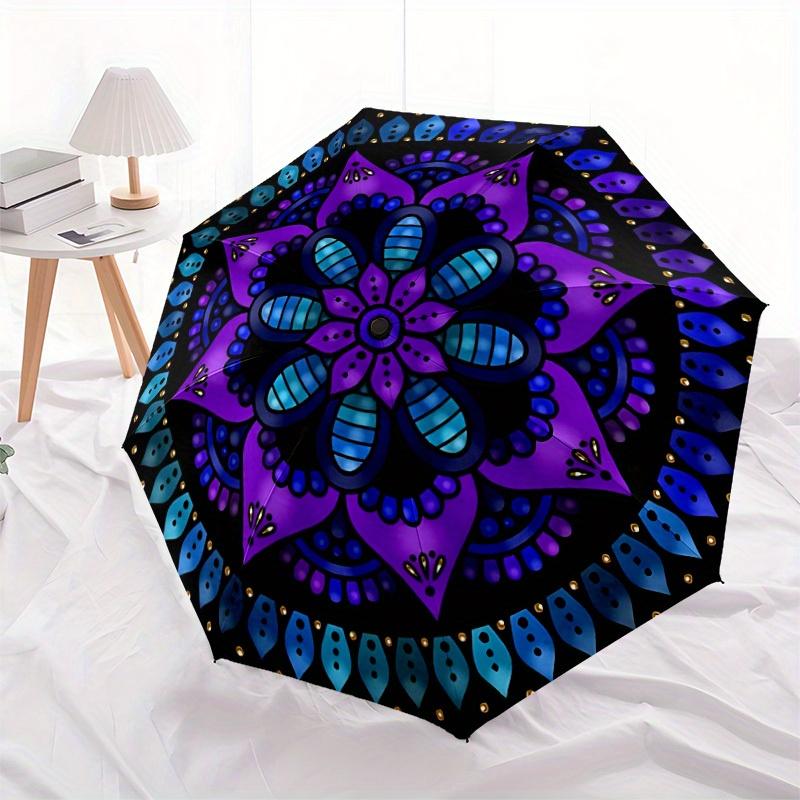 1pc Mandala Art Automatic Umbrella - 8-Rib Foldable Design, Outdoor Adventures, and Family Celebrations yy250829062