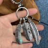 Metallic Alloy Keychain With Feather Tassels Design Versatile Bag Backpack Decoration Sturdy Fashion Jewelry Accessory