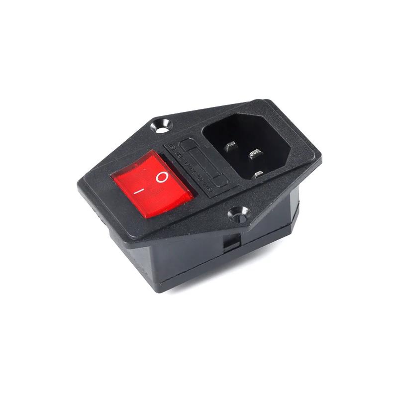 1PCS AC-01 AC-14-F16 Electrical Power Socket 250V Rocker Switch Brass 10A Inlet Plug Connector Computer Mount Outlet With Fuse