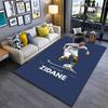 Sports Area Rug, Zinedine Zidane France Legend Number 10 White Jersey Dribble Minimal Navy Print, Fan Decor, Non-Slip Mat