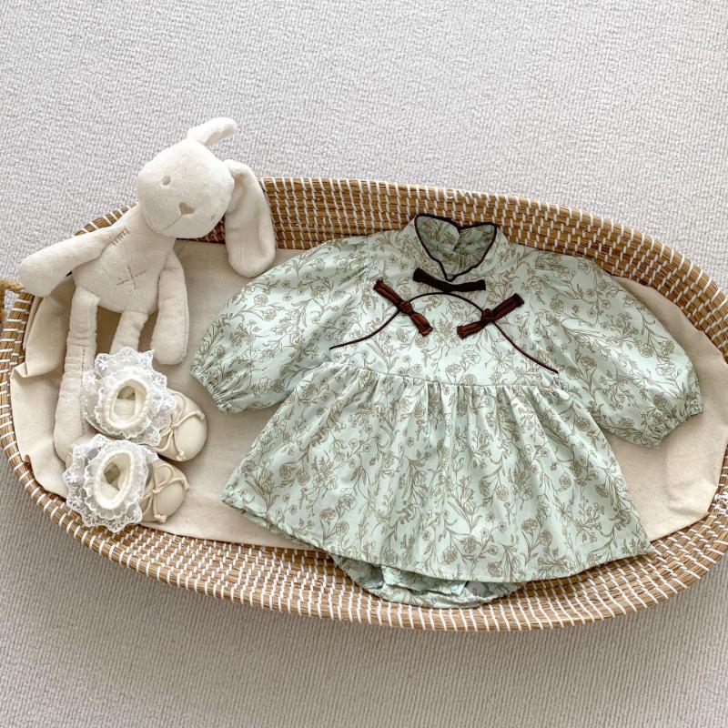 Kayoudou Baby Girl New Chinese Style Floral Romper 90cm
