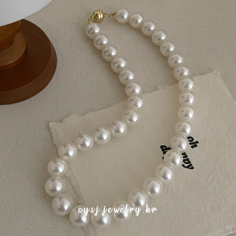 Cui Yan S925 Sterling Silver Korean Style Pearl Magnetic Clasp Necklace for Women - Elegant Versatile Clavicle Chain
