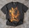 Orange getigerte Katze T-Shirt, Mond Kätzchen Liebhaber Shirt, Katzen Mama Geschenk Unisex Grafik Bekleidung