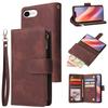 For iPhone 16e Case Zipper Wallet Multiple Card Slots Leather Phone Cover