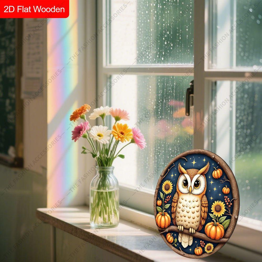 2D Plane Hanging Decorative Signs, Interior Wall or Door Decoration, Garden Decoration, Owl Pattern, Interesting Gifts for Family and Friends