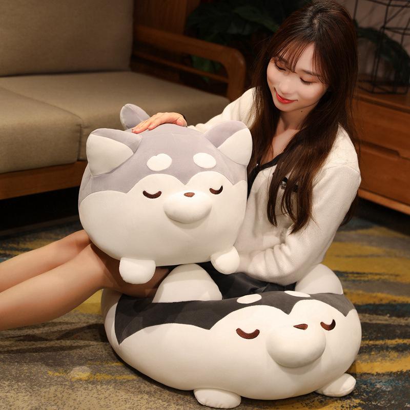 Japanese Chubby Puppy Doll Soft Cute Husky Erha Big Throw Pillow Girl Sleeping On The Bed Holding Doll Gift