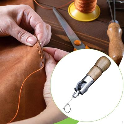 Leather Sewing Awl Comfortable Grip Multipurpose Wood Handle Stitching Supplies for DIY