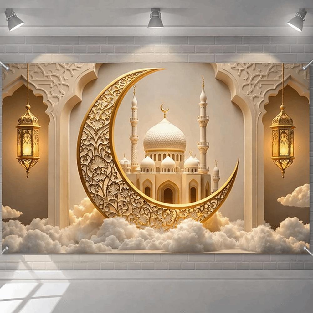 

Cross Border Theme Ramadhan Mural Banner Durable Material Festive Home Decor New Year Celebrations S