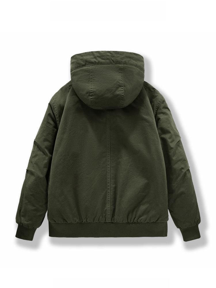 Herrjacka med huva, lös passform, i bomull med fleece - Vinterarbetskläder