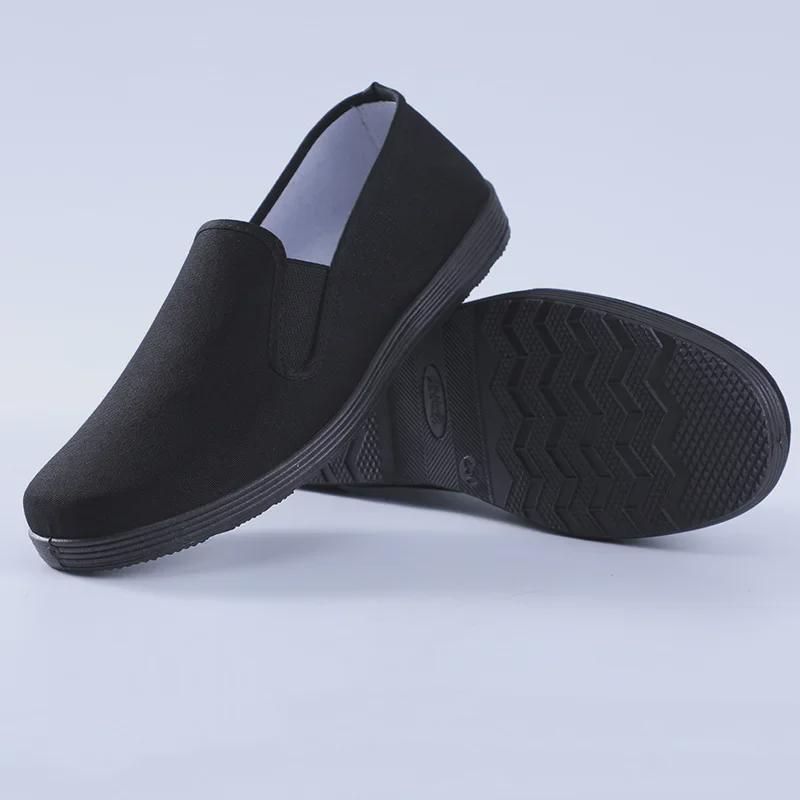 Men's Old Beijing Cloth Shoes - Soft Sole Street Shoes for Middle-Aged and Elderly, Black Slip-On