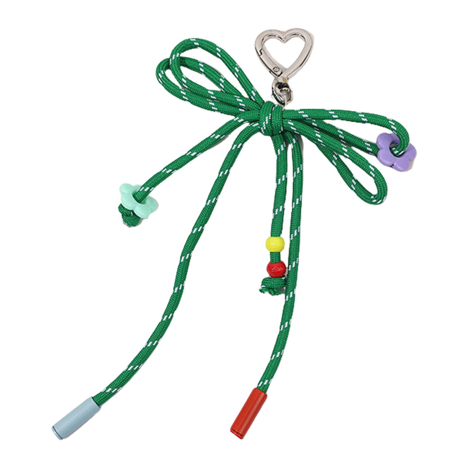 

Handcrafted Candy Color Braided Bowknot Keychain Nylon Weaving Rope Keyring Jewelry for Fashionable Women and Students зелёный