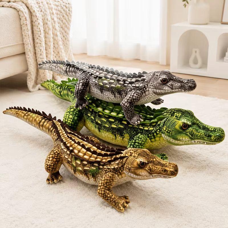 New 65/90CM 3color Crocodile Plush Toys Soft Stuffed Simulation Green Gray Brown Giant Alligator Sofa Cushion