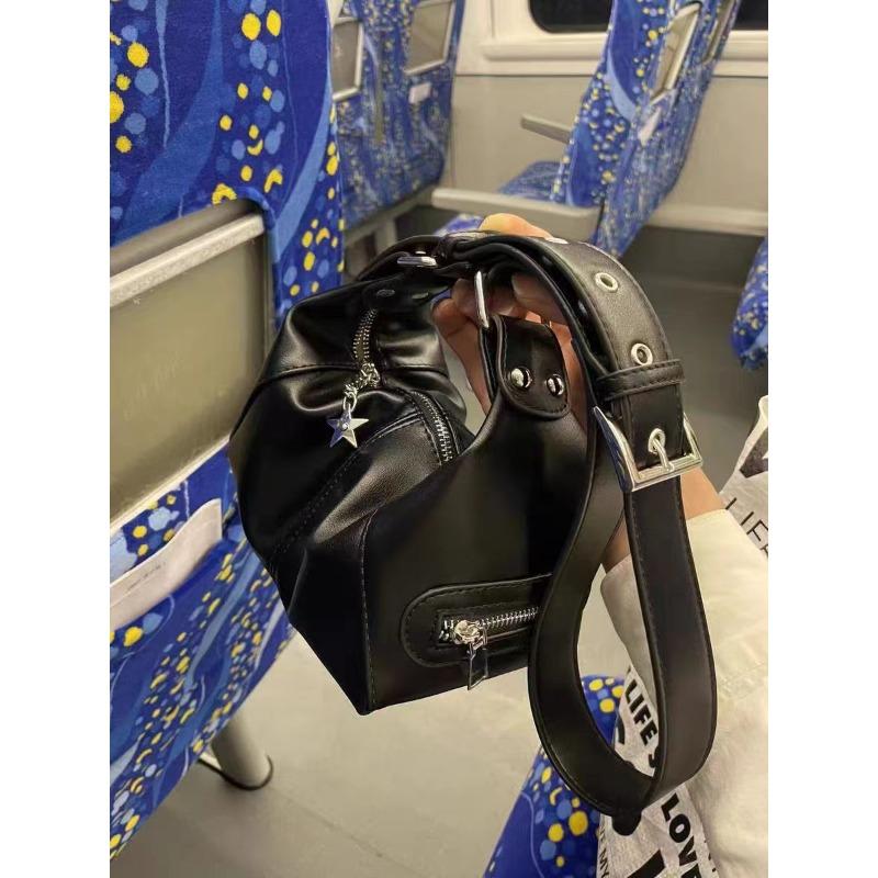 Girl Niche Design Edgy Motorcycle Underarm Bag New Retro Dumpling Handbag Fashion Women Single Shoulder Crossbody Storage Bag