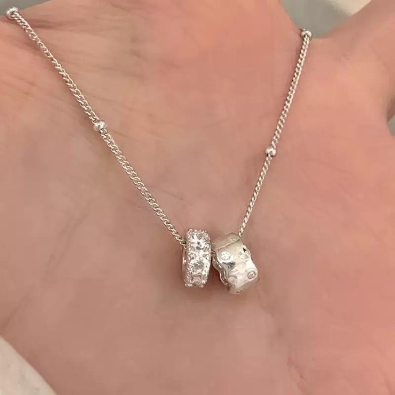 

New S925 Silver Small And Exquisite Zircon Bead Chain Circle Pendant Necklaces For Women High Quality Love Necklace Fine Jewelry