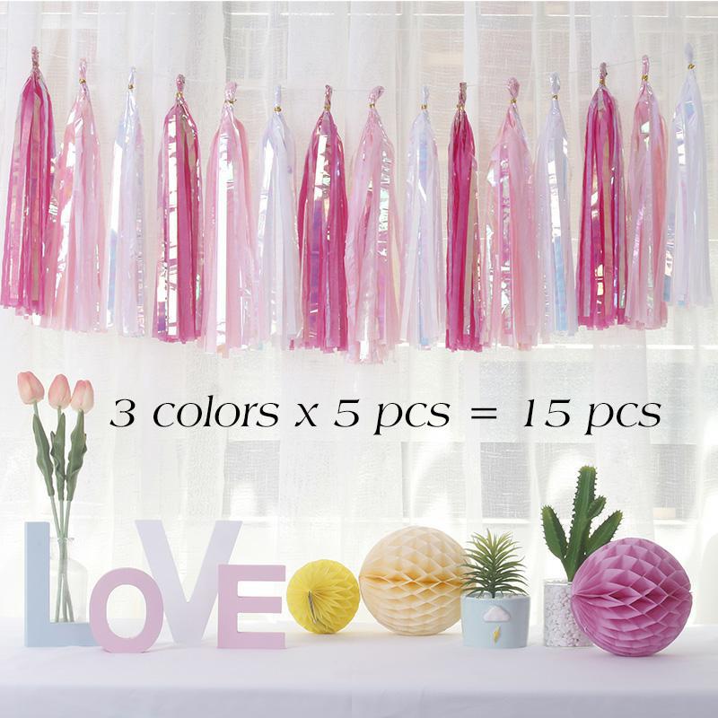 Party Unicorn Garland Rainbow Iridescent Tassel Garlands Paper Flower Wedding Decoration Birthday Baby Shower Party Decorations