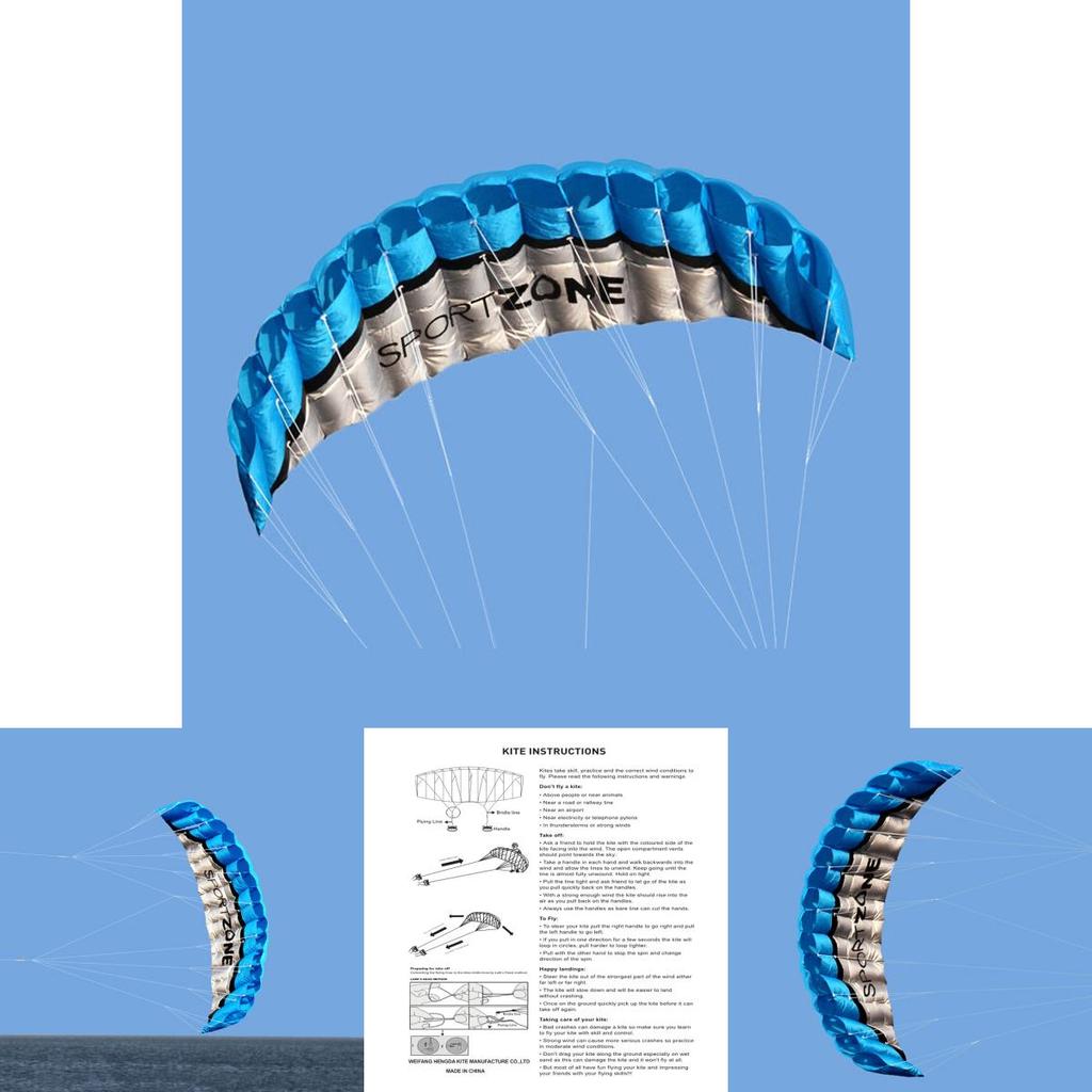 Vibrantly Colored New 2.5m Dual Line Parafoil Parachute Stunt Sport Kite For Outdoor Fun