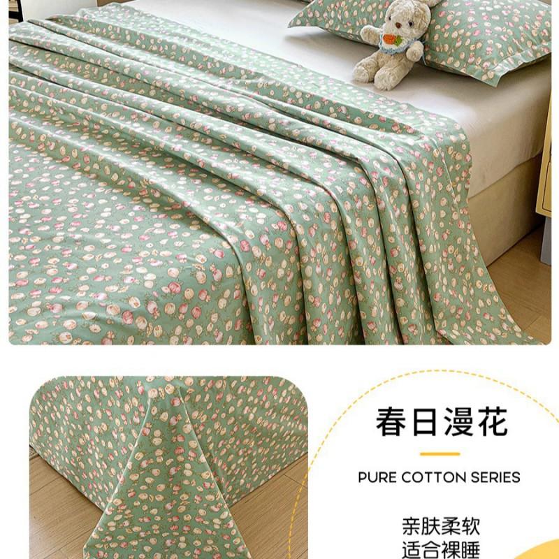 100% Cotton Single Bed Sheet Set Lightweight Breathable Student Dorm Bedding With Pillowcase Stripe