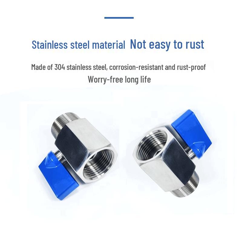 304 Stainless Steel Mini Ball Valve: Male To Female Thread, 4-Point/2-Point Switch.