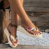 Ladies' Floral Printed Wedge Sandals - Fashionable One Foot Beach Slippers with Soft EVA Sole and Vibrant Floral Design
