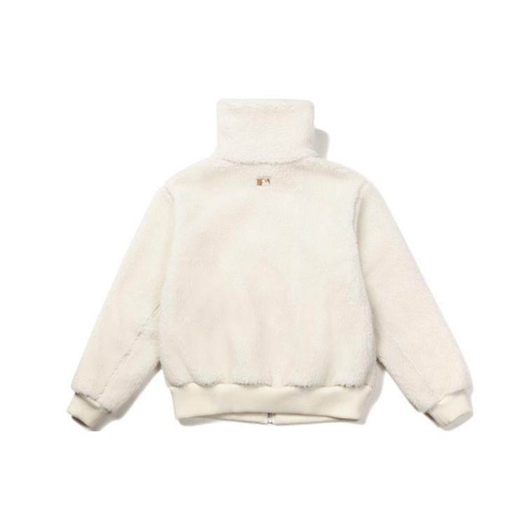 MLB Bequeme Lässige Lammfleece-Kragenjacke Unisex Jacke Elfenbein 31JPF4061-50I