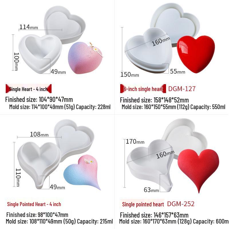 Sanshin Heart Silicone Mold for Mousse, Pastry, Chocolate, and Jelly Baking