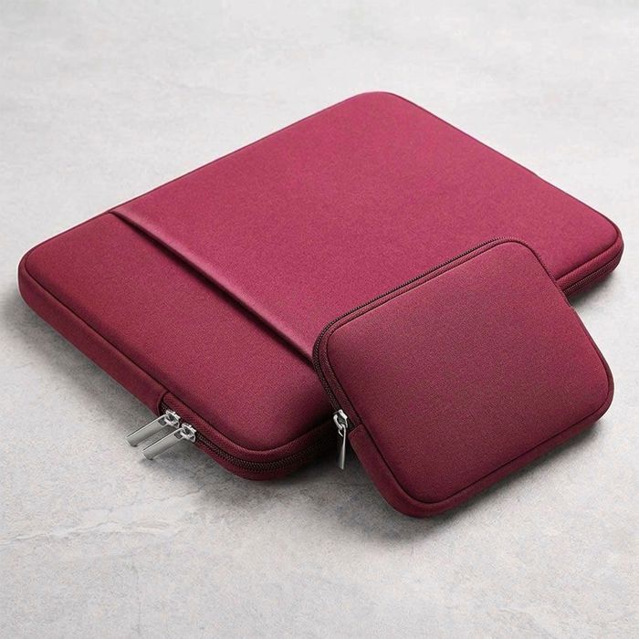 Housse Ordinateur 14" avec Poche Frontale et Pochette pour MacBook HP Surface Pro - Bordeaux
