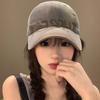 Letter Gray Baseball Cap for Women, Wide Brim, Large Face, Duckbill Cap, Large Head Circumference Hat