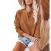 Fall Winter New Women's V Neck Solid Color Long Sleeve T-shirt Top, European American Style Casual Blouse for Crossborder