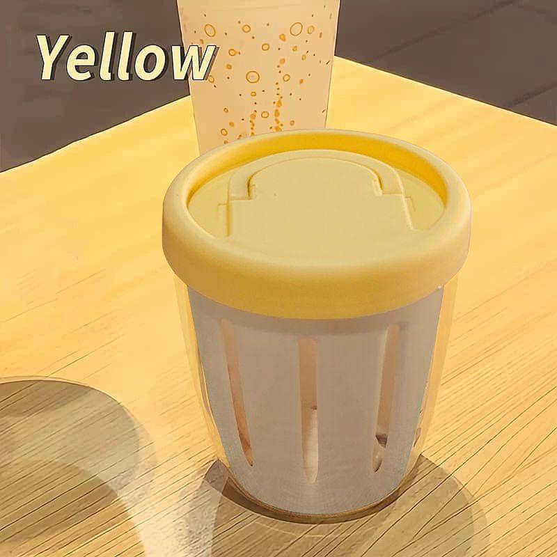 Salad Cup with Fork Cylindrical Plastic Fruit Container Multifunctional with Drainage Portable for Lunch and Snacks