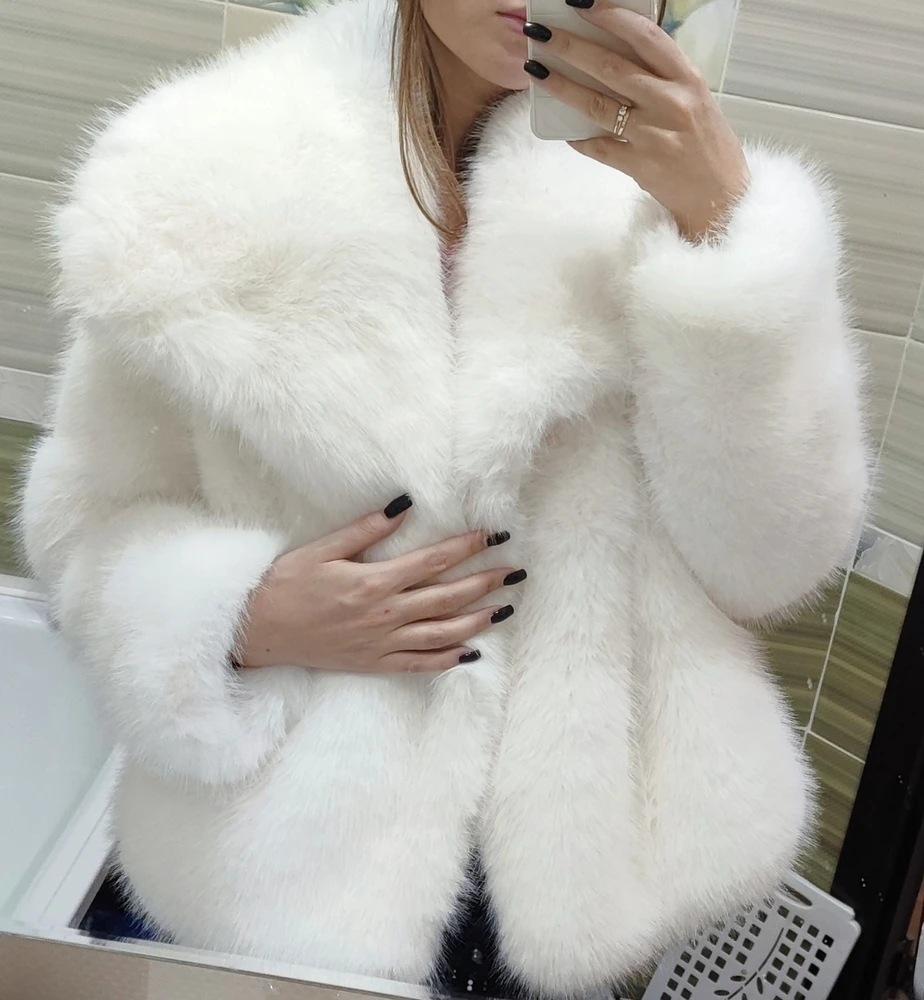 Women's Fluffy Tipped Fox Faux Fur Coat - New Fashion for Autumn/Winter