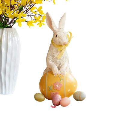 Easter Cute Rabbit Figurines Background Decoration Spring Resin Easter Egg Rabbit Figurines Party Supplies for Home Living Room