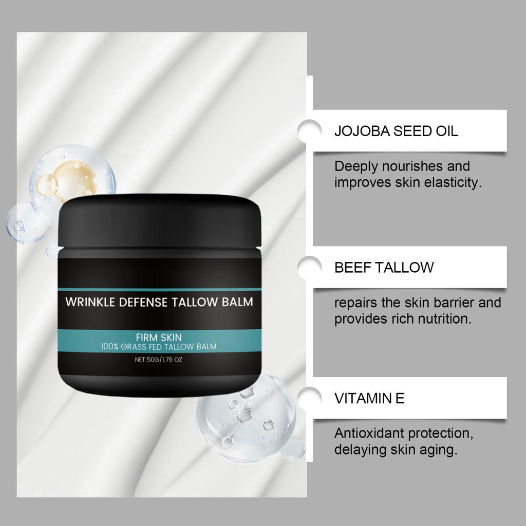 Wrinkle Care Tallow Balm,Butter Ointment,Men's Facial Cream,Anti-wrinkle Butter,Deeply Moisturize,Long-lasting Moisturizing,delay Skin Aging,50g