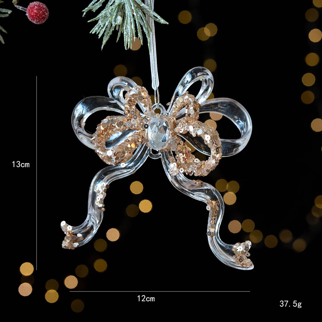 Christmas decorations sequined acrylic transparent pendant snowflake bell pendant Christmas tree pendant