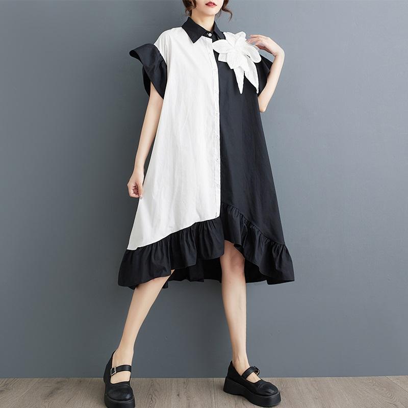 Short sleeve Plus size cotton vintage Floral new in dresses for women casual loose midi long summer dress