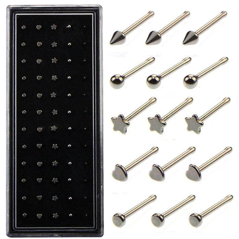 60 Stücke 20G Edelstahl Nasenring Ohr Knochen Nadel Stud Körper Piercing Schmuck